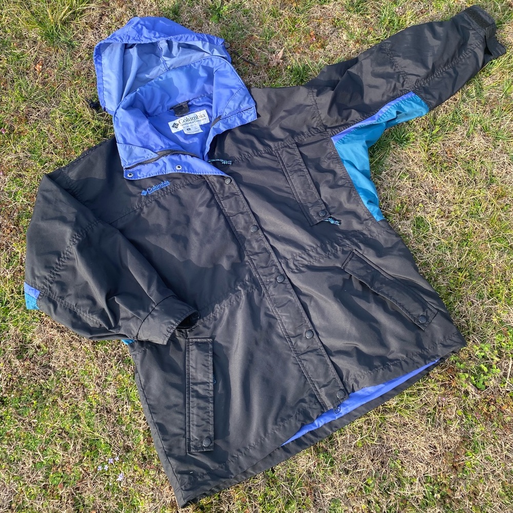 Vintage Womens Columbia Windbreaker Jacket Foldable Hood size L